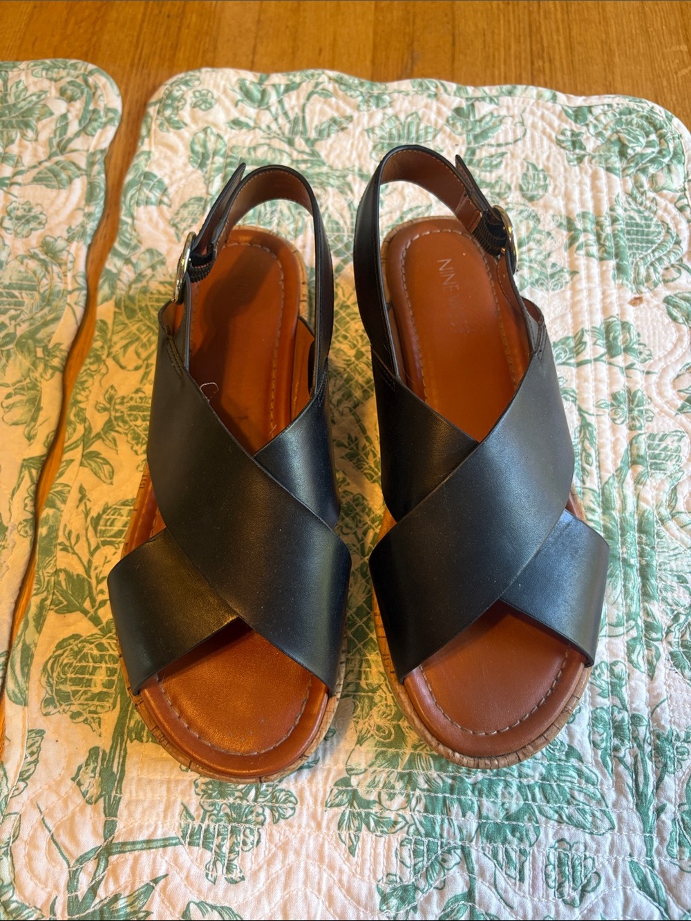 Nine West Black Crisscross Slingback Sandals